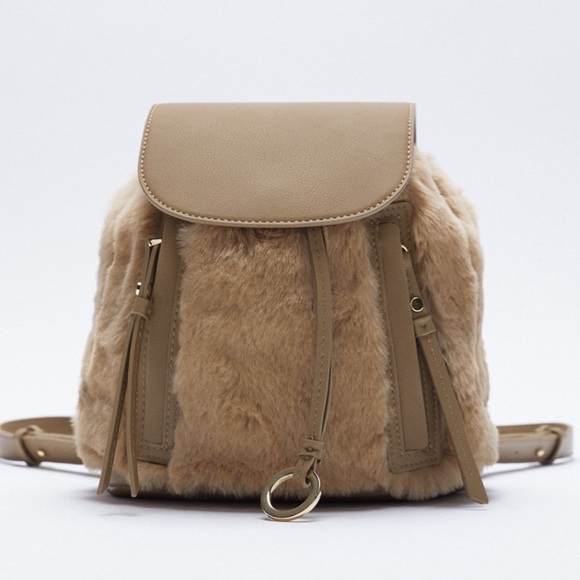 ZARA BNWT Faux Fur Backpack - Picture 1 of 6